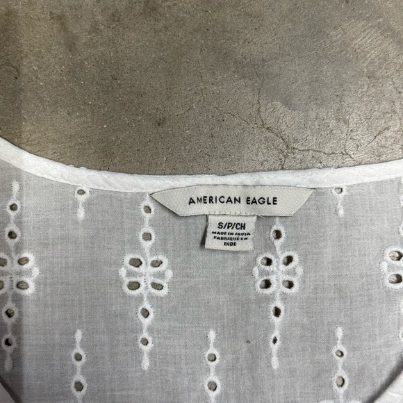 American Eagle white eyelet lace boho blosue top summer preppy womens small - Picture 7 of 8